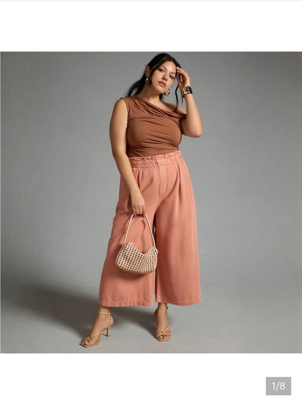 Pilcro High-Rise Cropped Paperbag Jeans in Peach Size 2X